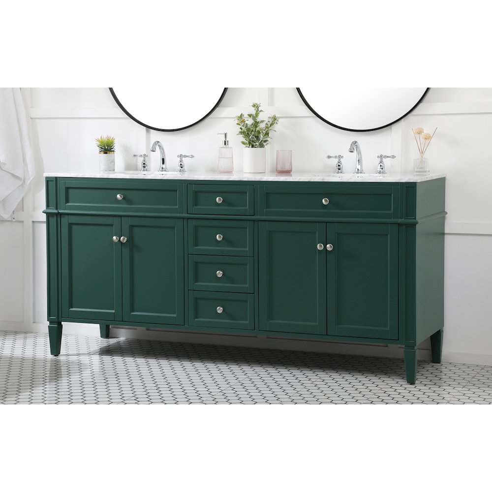 72 inch double bathroom vanity in green