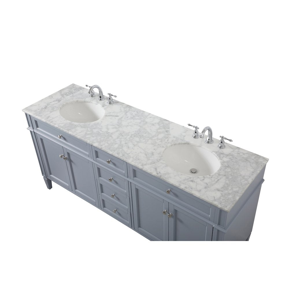 72 inch double bathroom vanity in grey