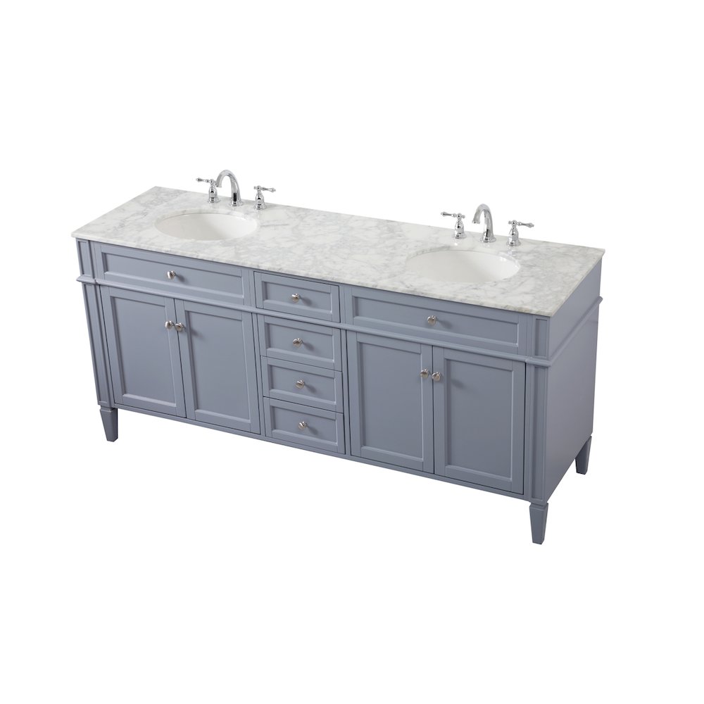 72 inch double bathroom vanity in grey