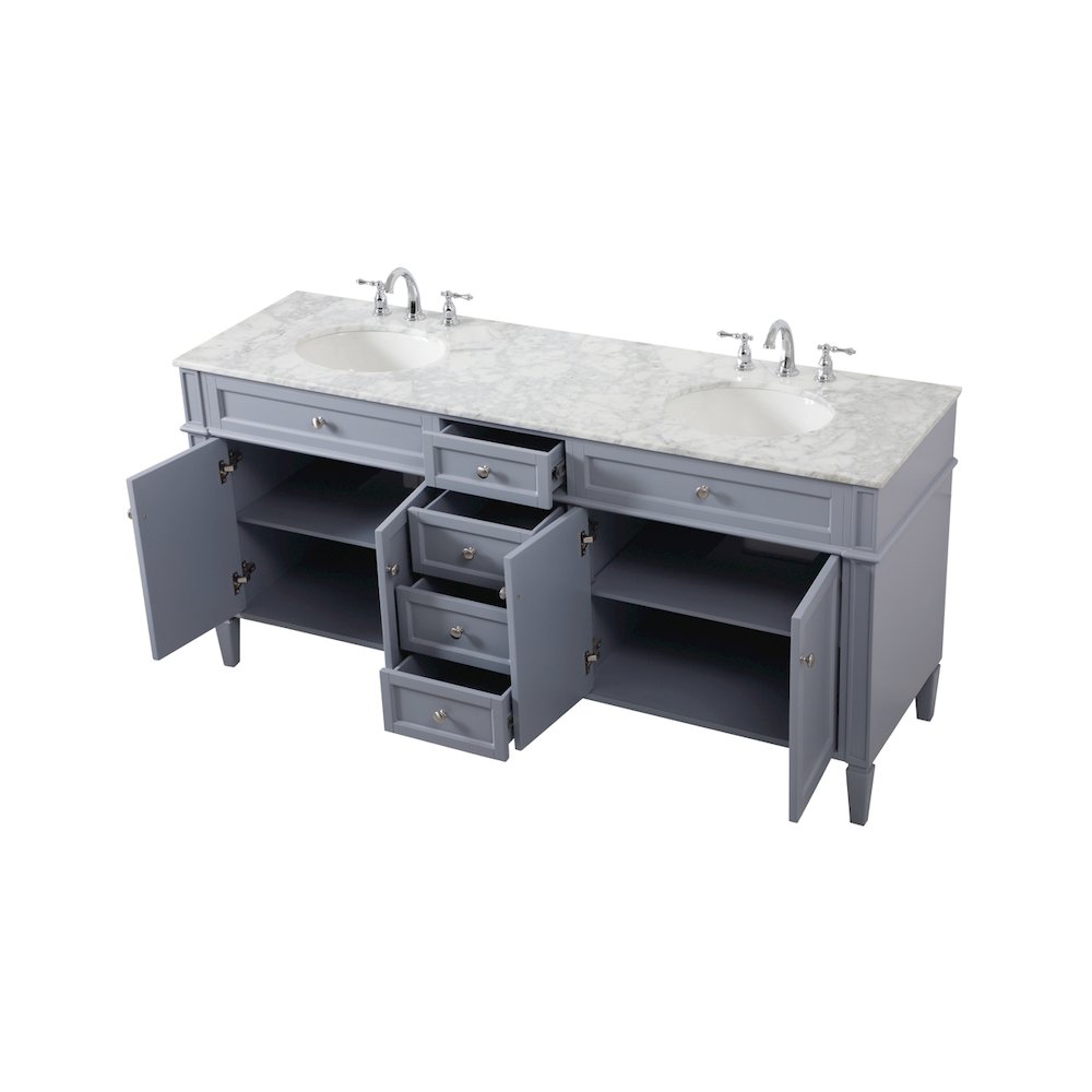 72 inch double bathroom vanity in grey