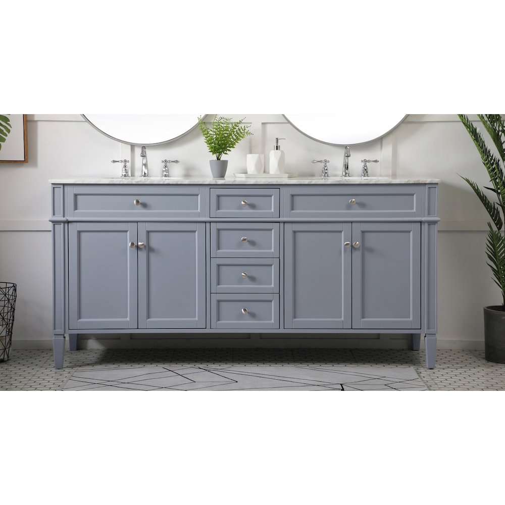 72 inch double bathroom vanity in grey