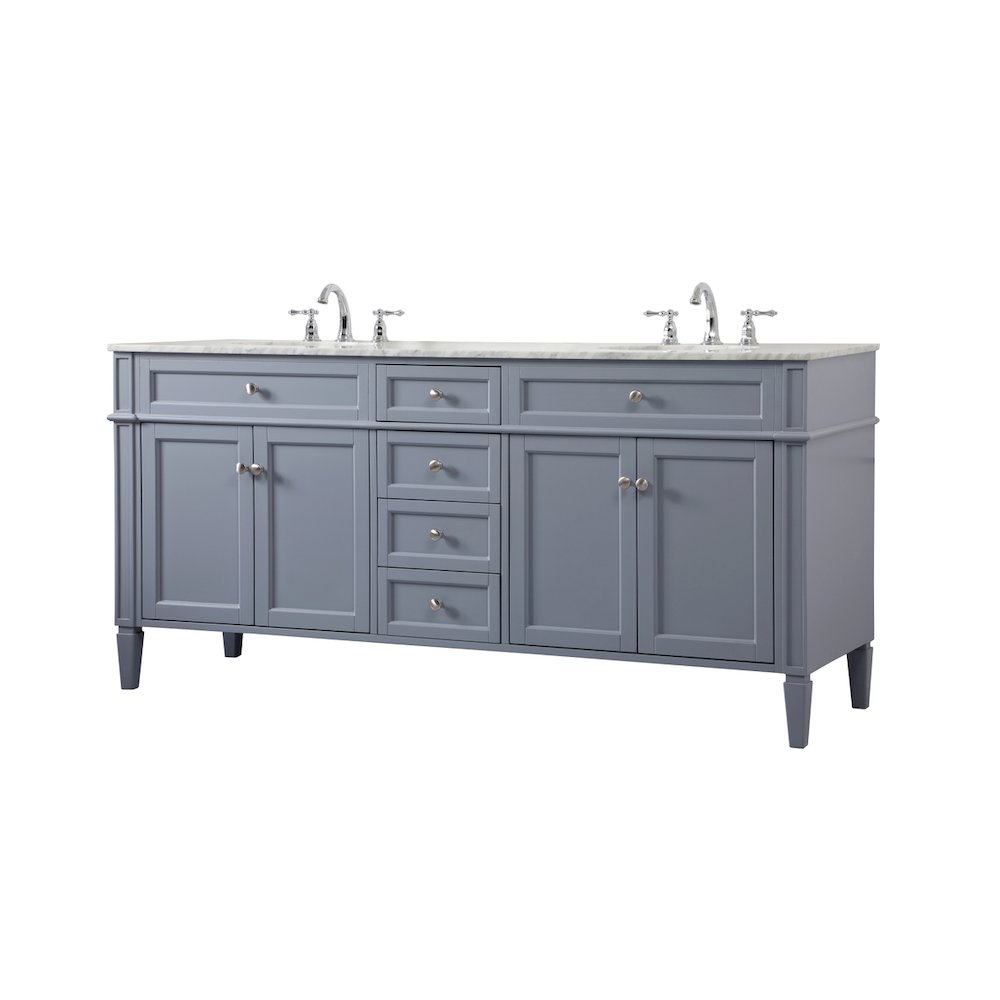 72 inch double bathroom vanity in grey