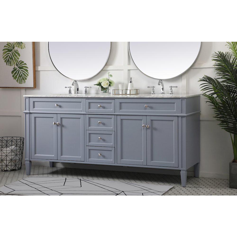 72 inch double bathroom vanity in grey