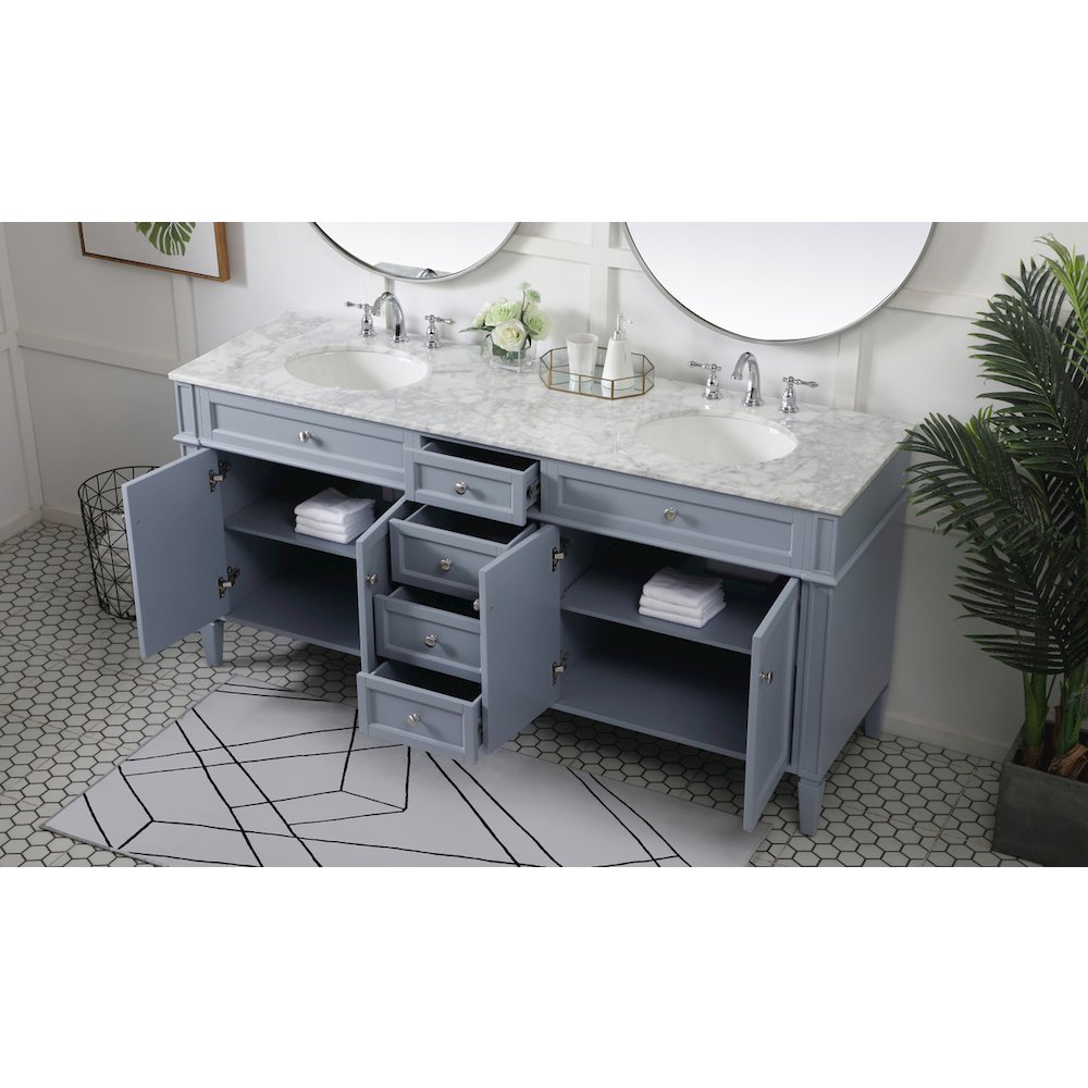 72 inch double bathroom vanity in grey