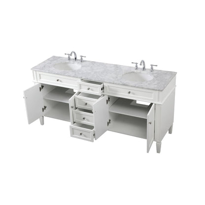 72 inch double bathroom vanity in white