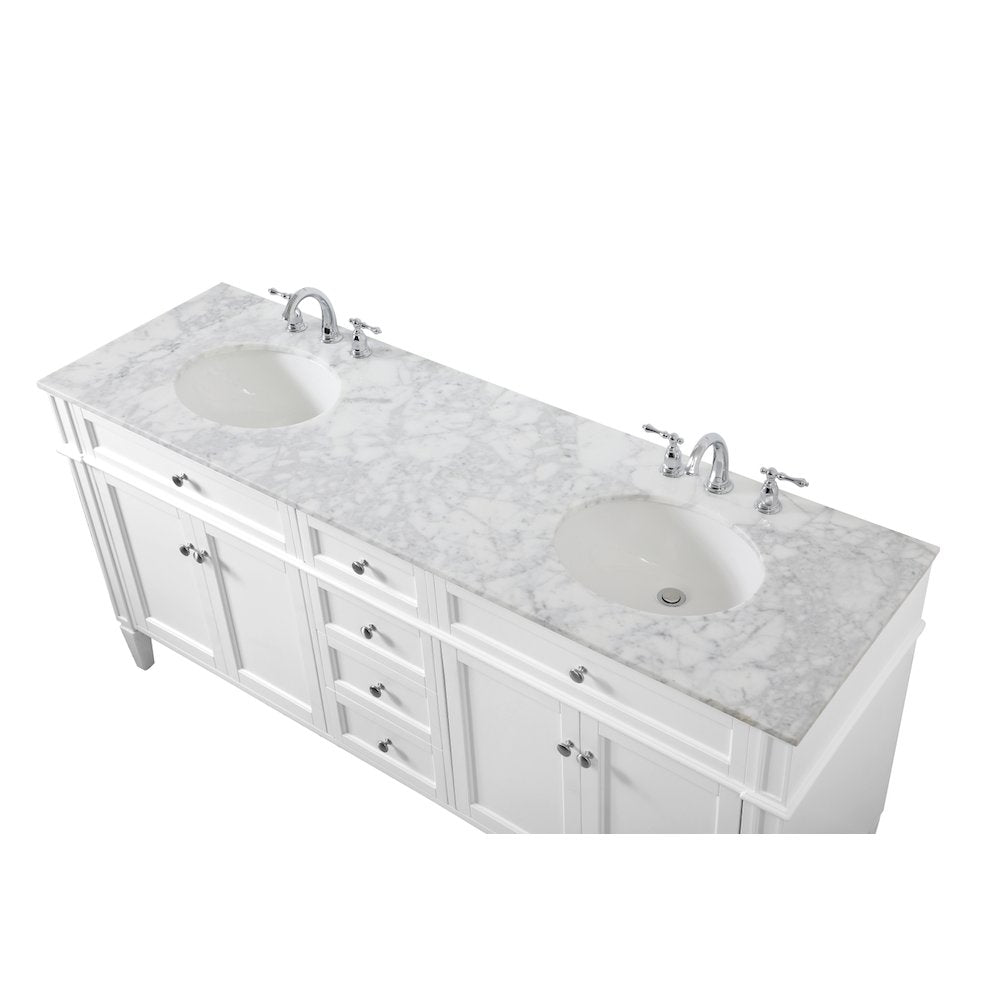 72 inch double bathroom vanity in white