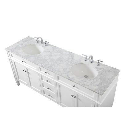 72 inch double bathroom vanity in white