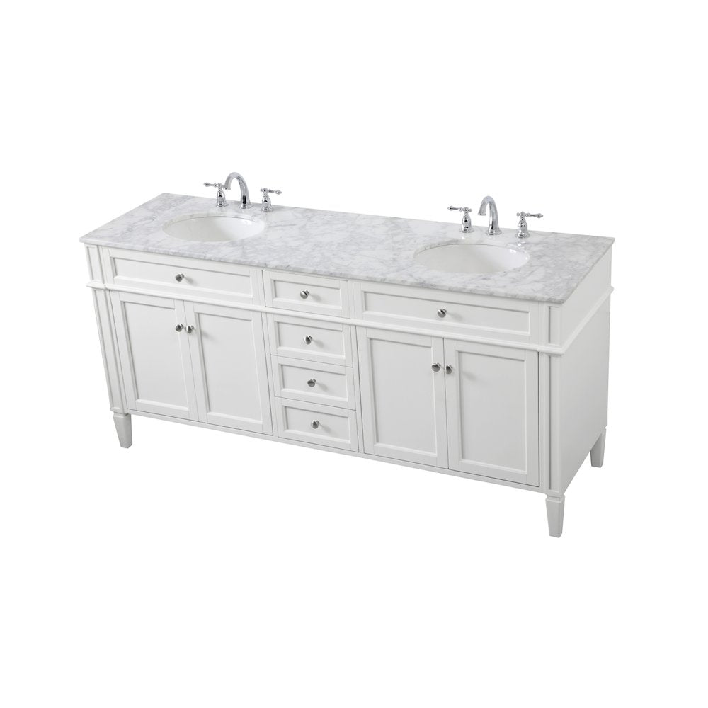 72 inch double bathroom vanity in white