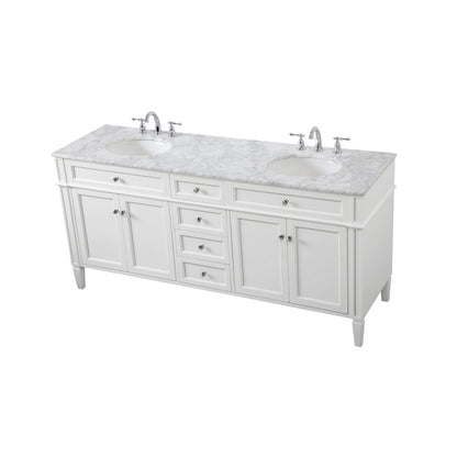 72 inch double bathroom vanity in white