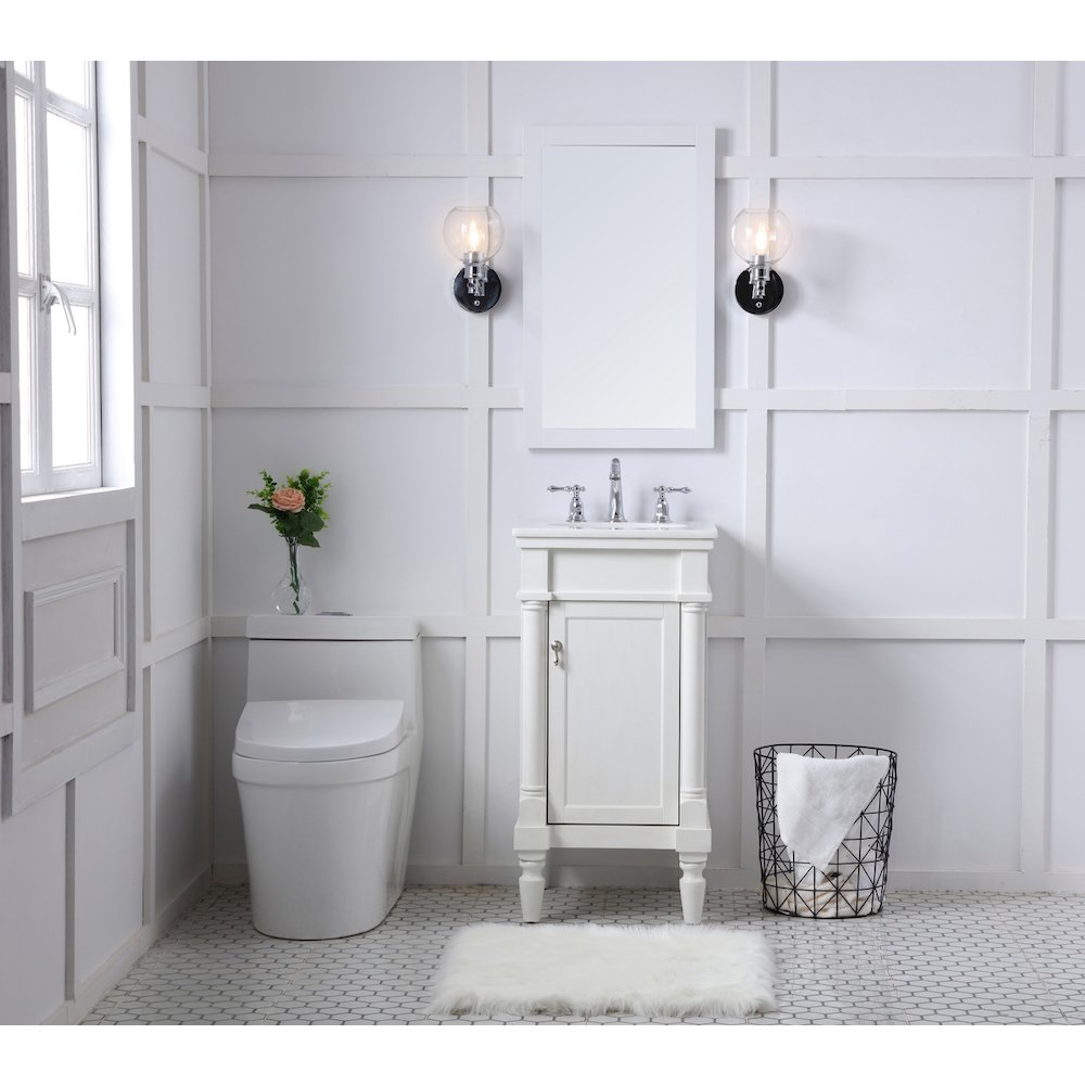 18 inch Single Bathroom vanity in antique white