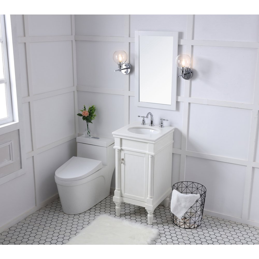 18 inch Single Bathroom vanity in antique white