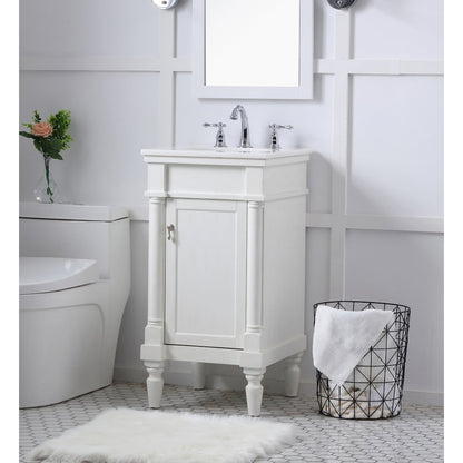 18 inch Single Bathroom vanity in antique white