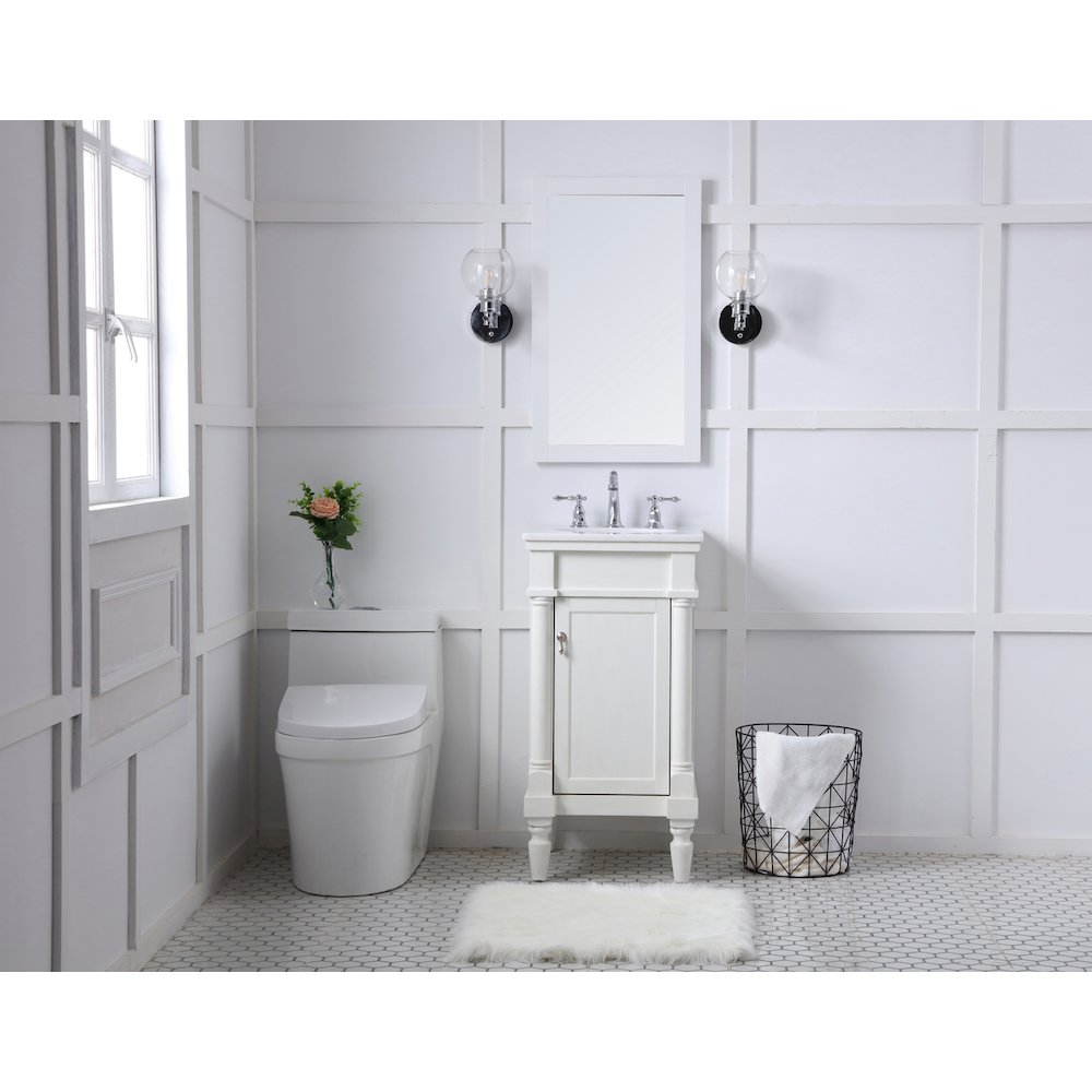 18 inch Single Bathroom vanity in antique white