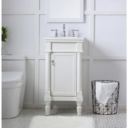 18 inch Single Bathroom vanity in antique white