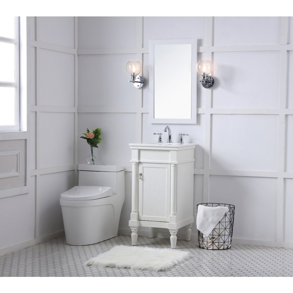 18 inch Single Bathroom vanity in antique white