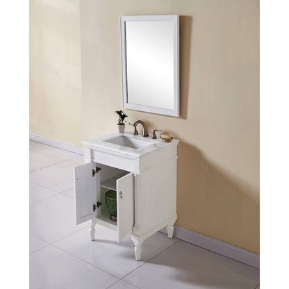 24 inch Single Bathroom vanity in Antique White