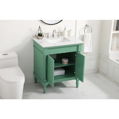 30 inch Single Bathroom vanity in Vintage Mint