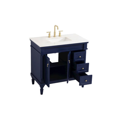 36 inch Single bathroom vanity in blue