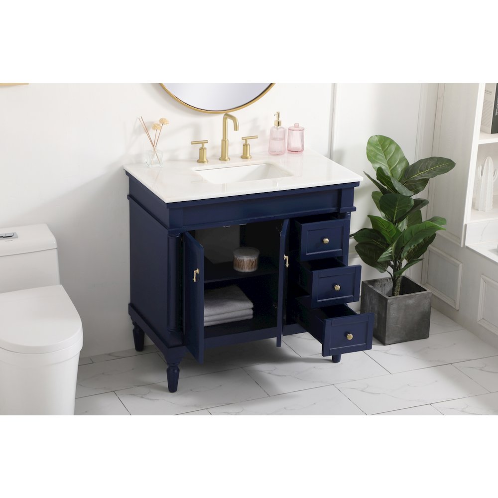36 inch Single bathroom vanity in blue