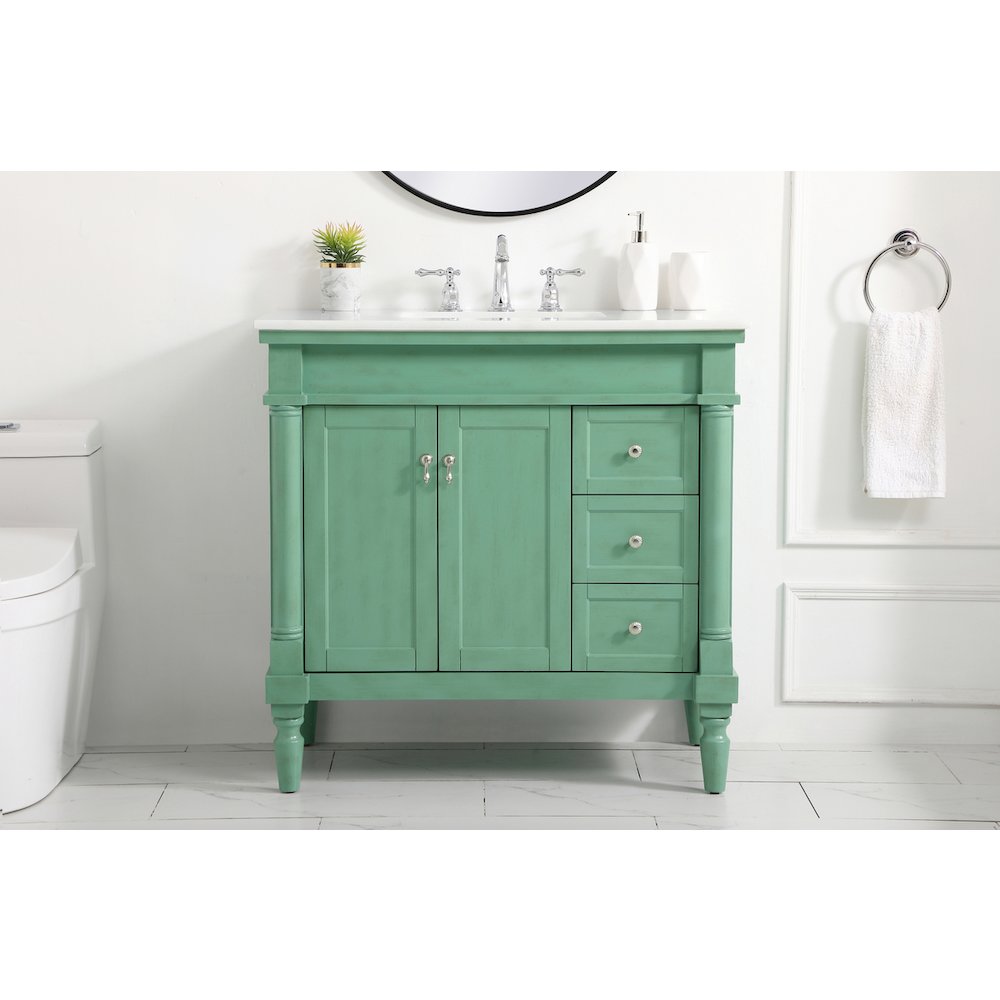 36 inch Single Bathroom vanity in vintage mint