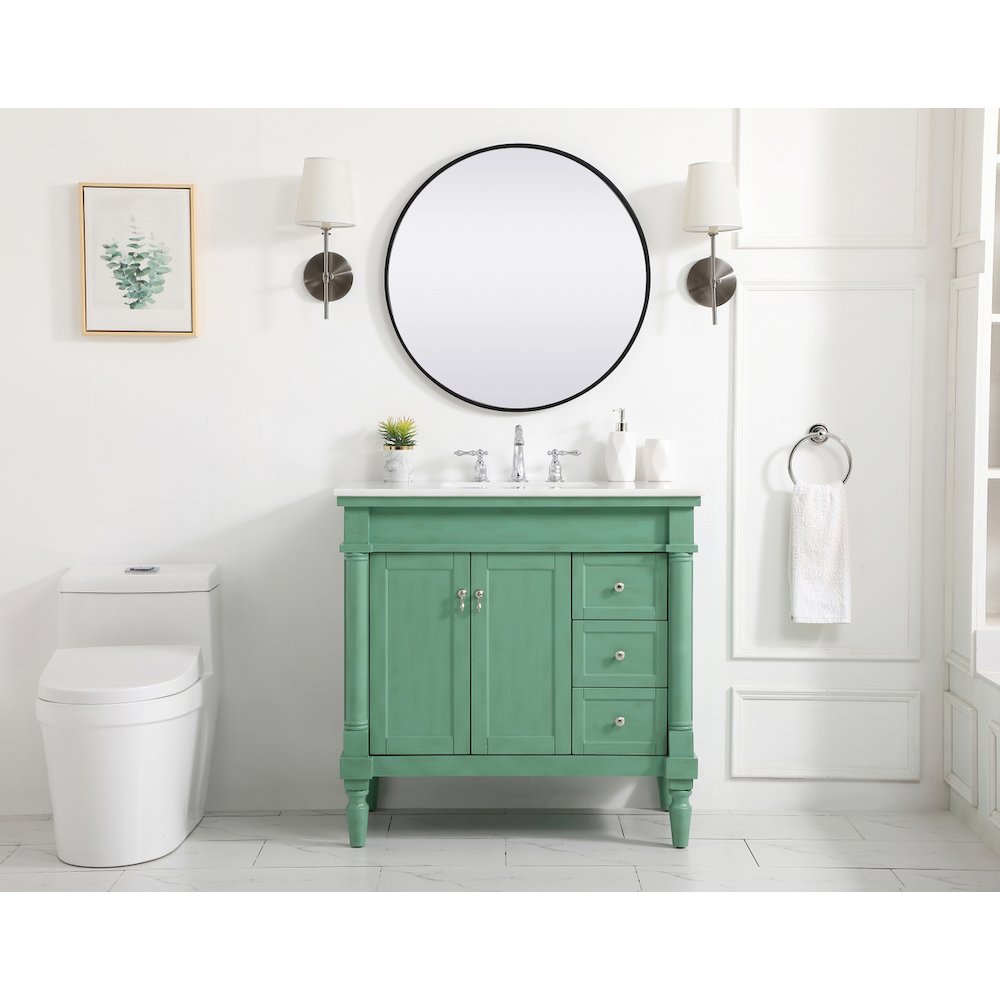 36 inch Single Bathroom vanity in vintage mint