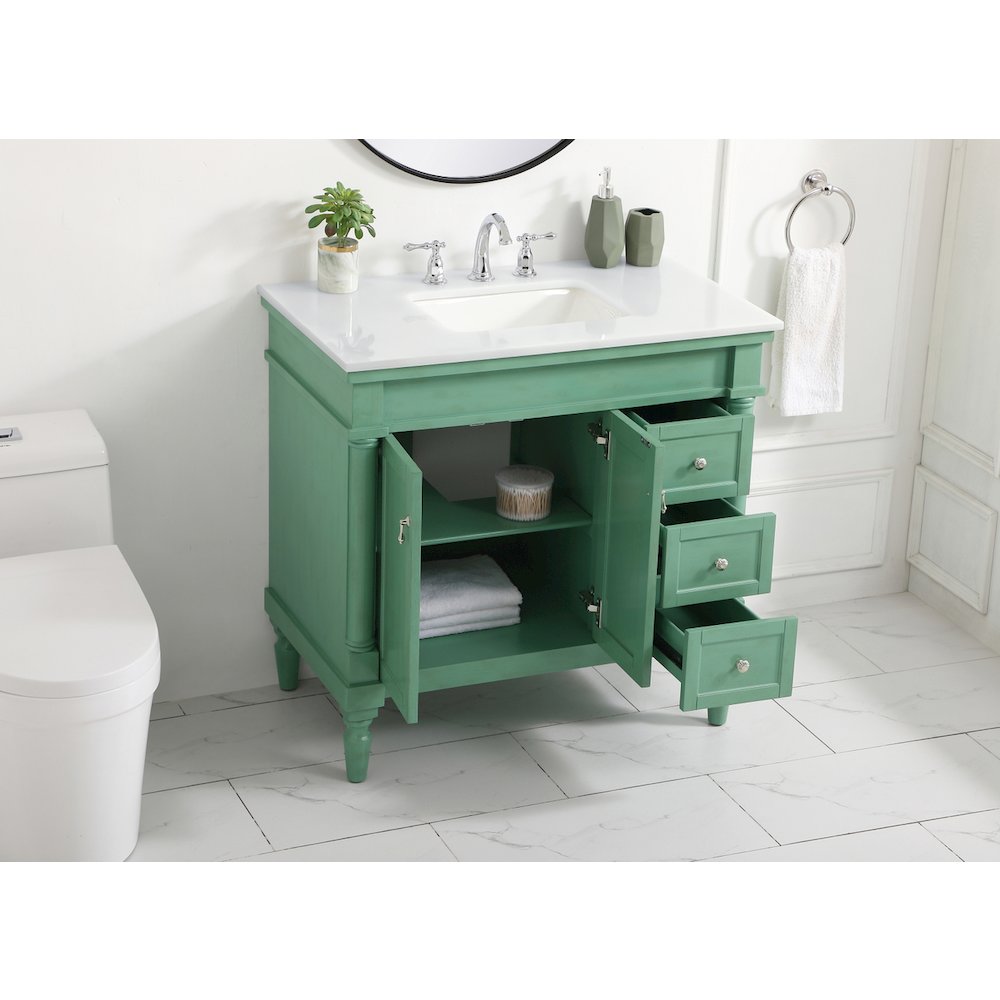 36 inch Single Bathroom vanity in vintage mint