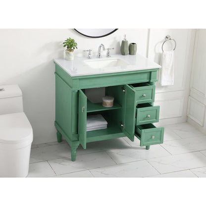 36 inch Single Bathroom vanity in vintage mint