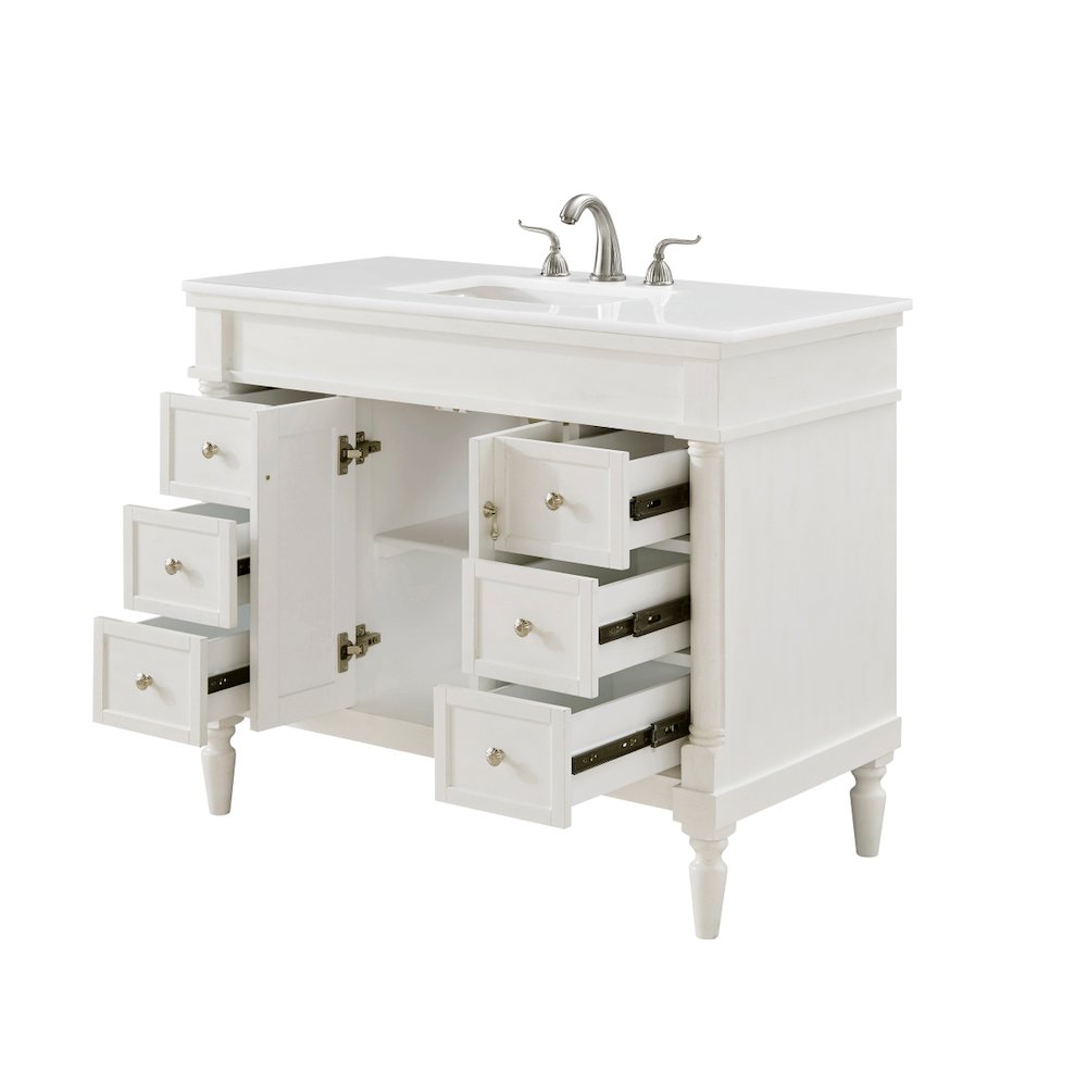 42 inch Single Bathroom vanity in Antique White