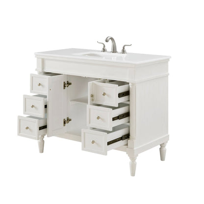 42 inch Single Bathroom vanity in Antique White