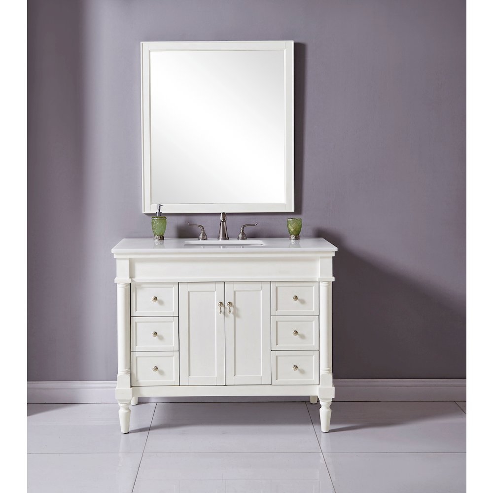 42 inch Single Bathroom vanity in Antique White