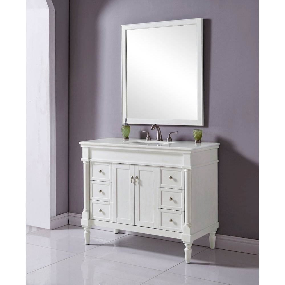 42 inch Single Bathroom vanity in Antique White