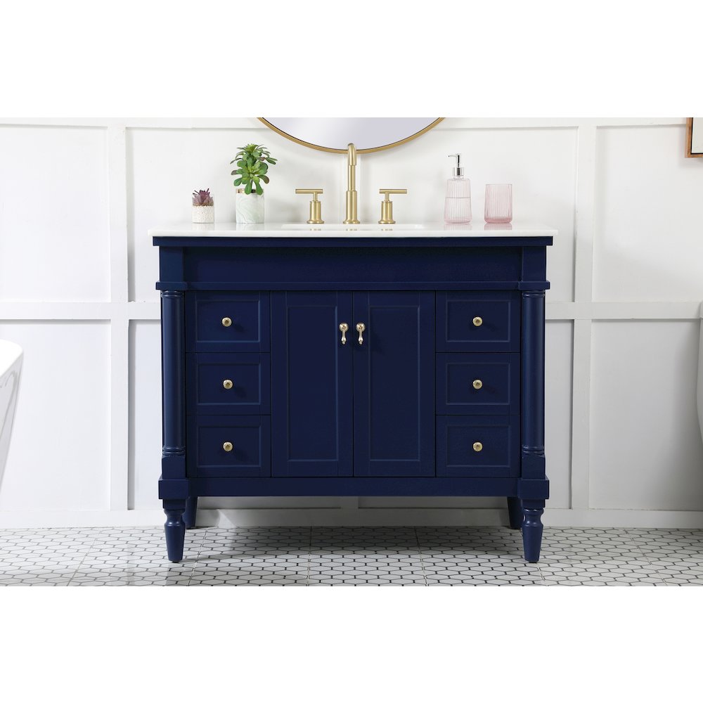 42 inch Single bathroom vanity in blue