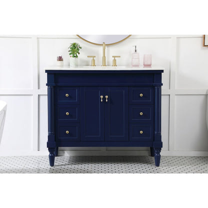 42 inch Single bathroom vanity in blue