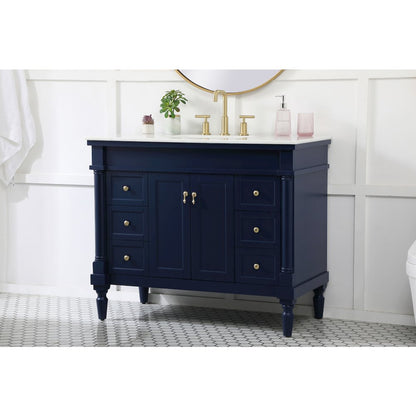 42 inch Single bathroom vanity in blue