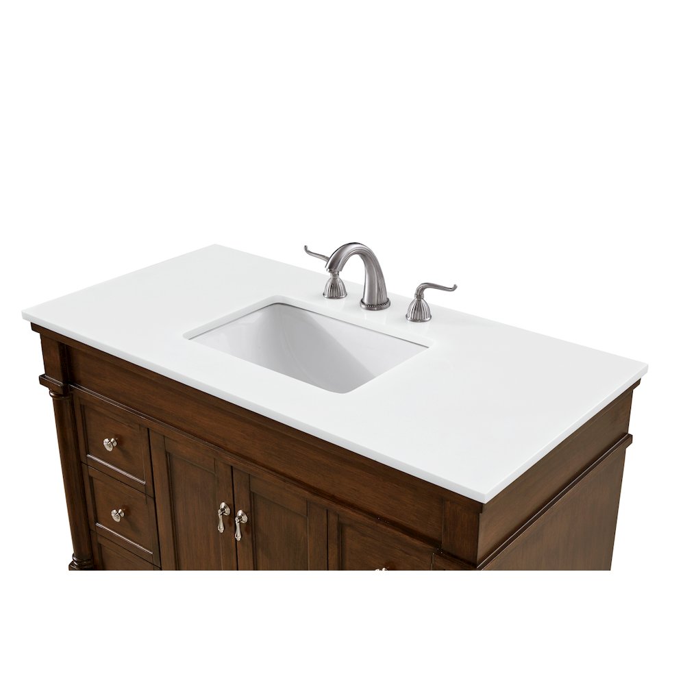 42 inch Single Bathroom vanity in Walnut with ivory white engineered marble