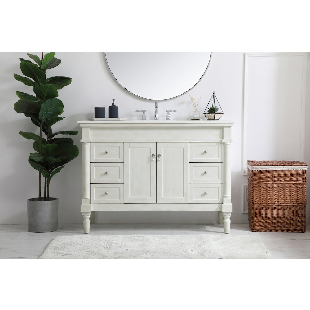 48 inch Single Bathroom vanity in Antique White