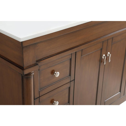 48 inch Single Bathroom vanity in Walnut with ivory white engineered marble