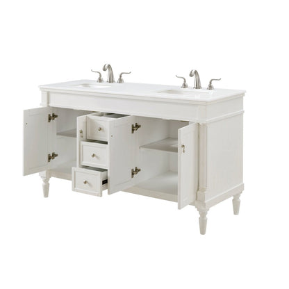 60 inch Single Bathroom vanity in Antique White