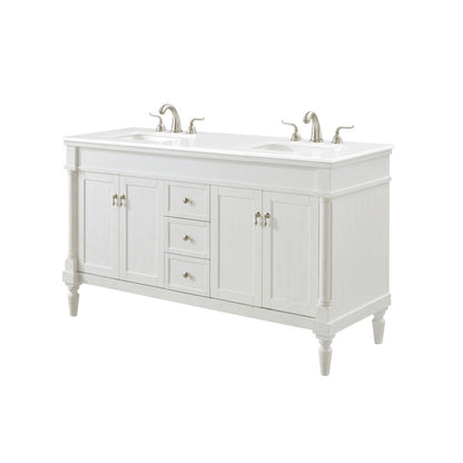 60 inch Single Bathroom vanity in Antique White