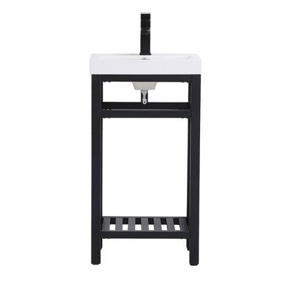 18 inch Single Bathroom Metal Vanity in Black