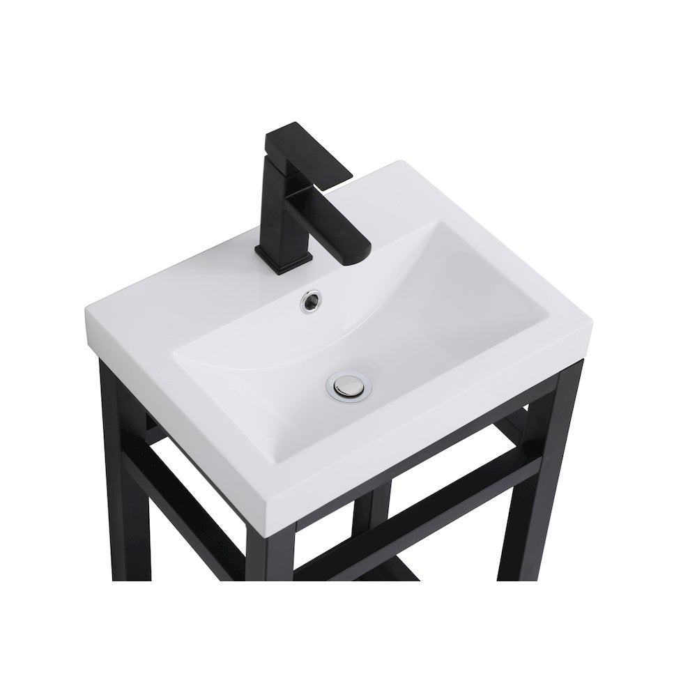 18 inch Single Bathroom Metal Vanity in Black