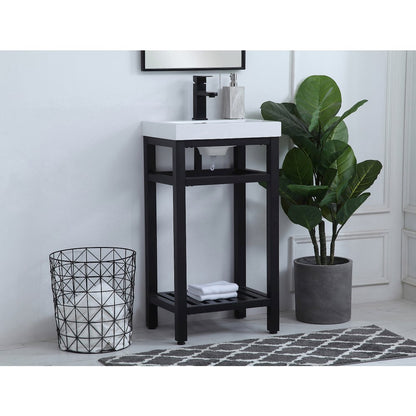 18 inch Single Bathroom Metal Vanity in Black