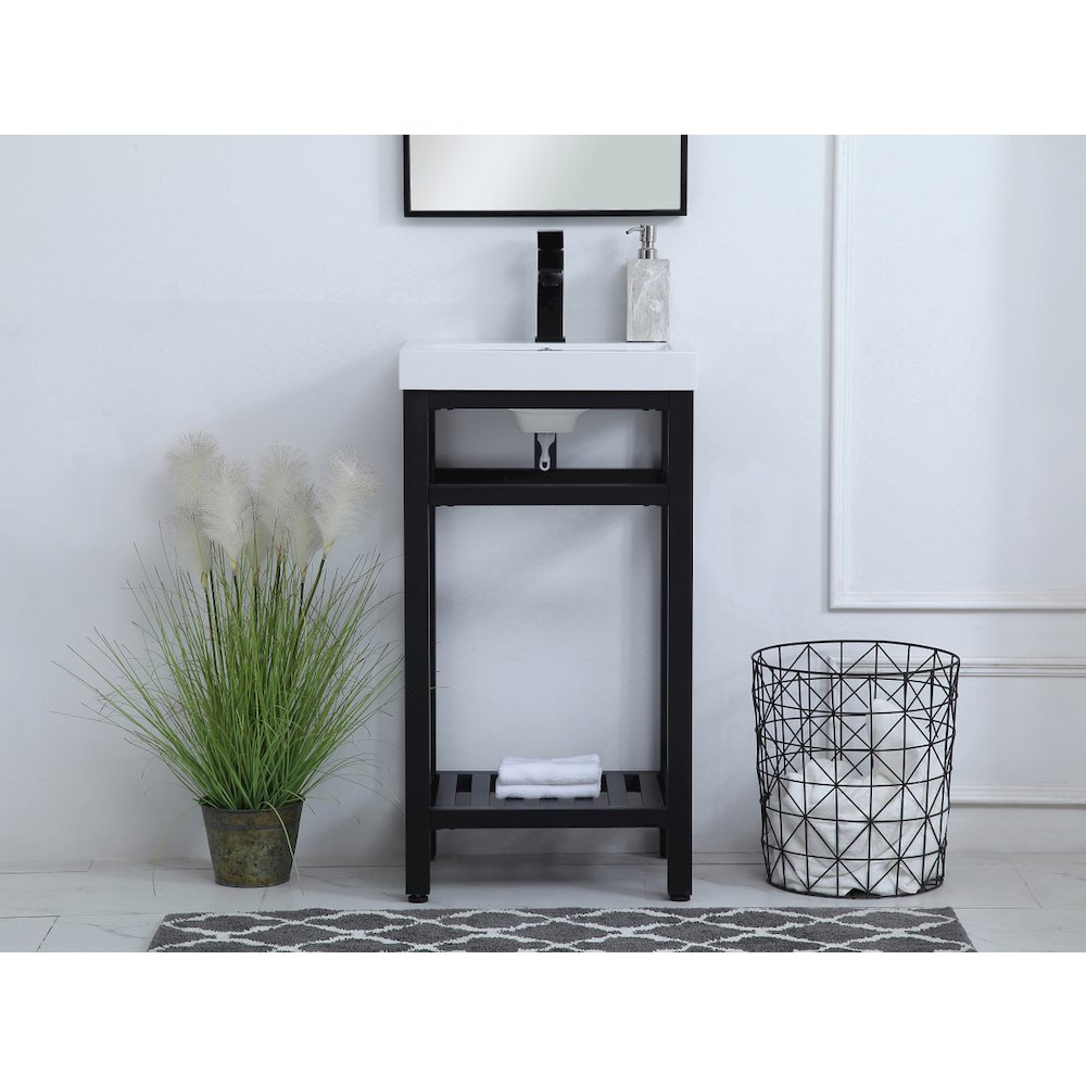 18 inch Single Bathroom Metal Vanity in Black