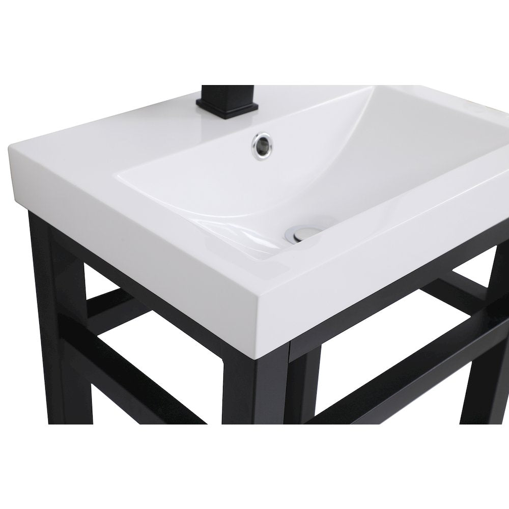 18 inch Single Bathroom Metal Vanity in Black