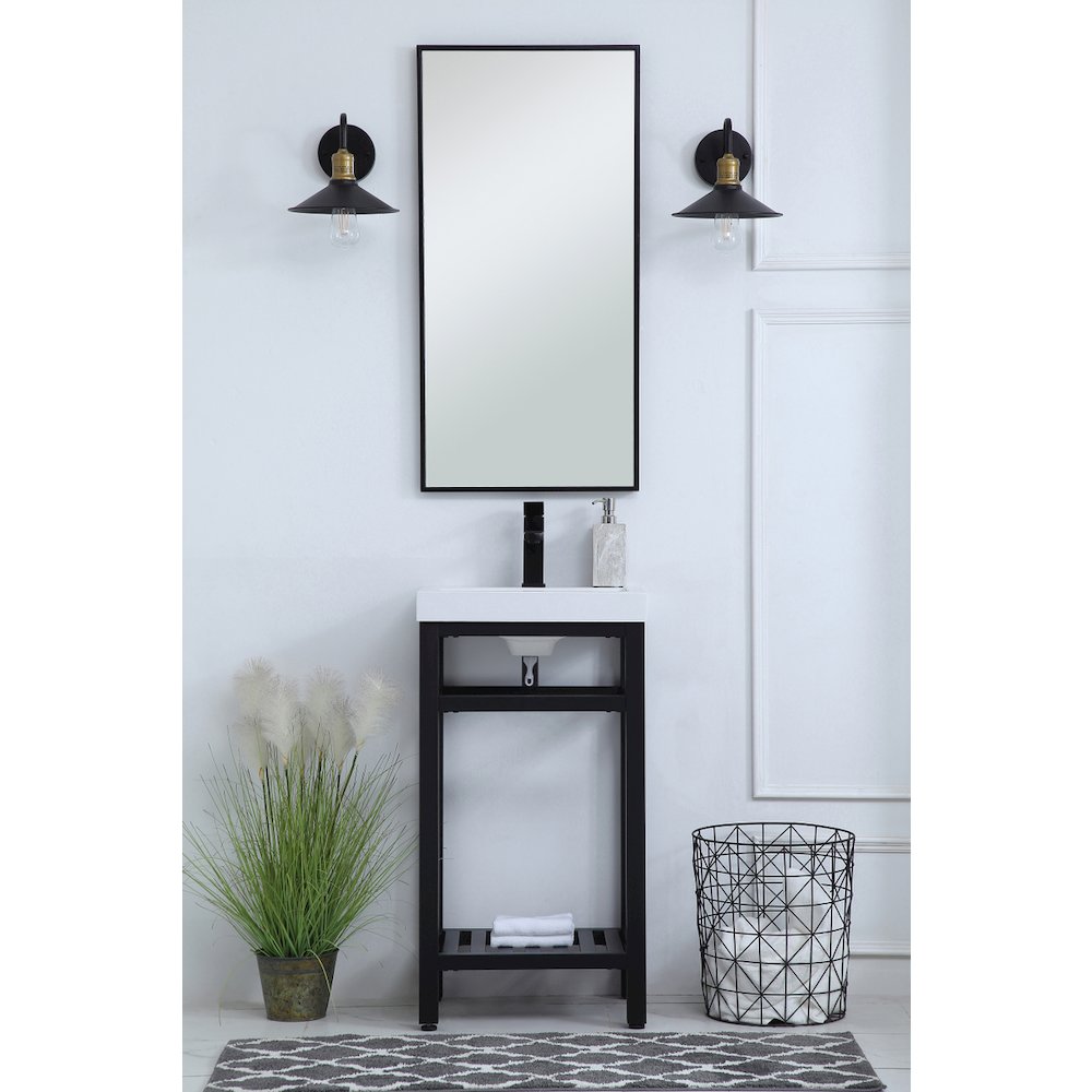 18 inch Single Bathroom Metal Vanity in Black