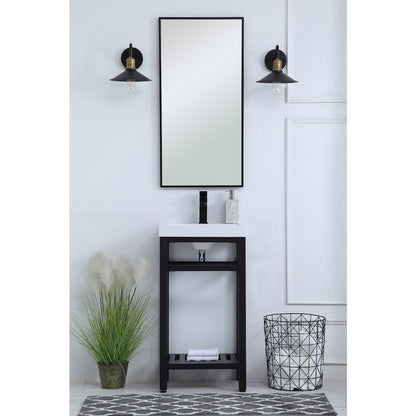 18 inch Single Bathroom Metal Vanity in Black