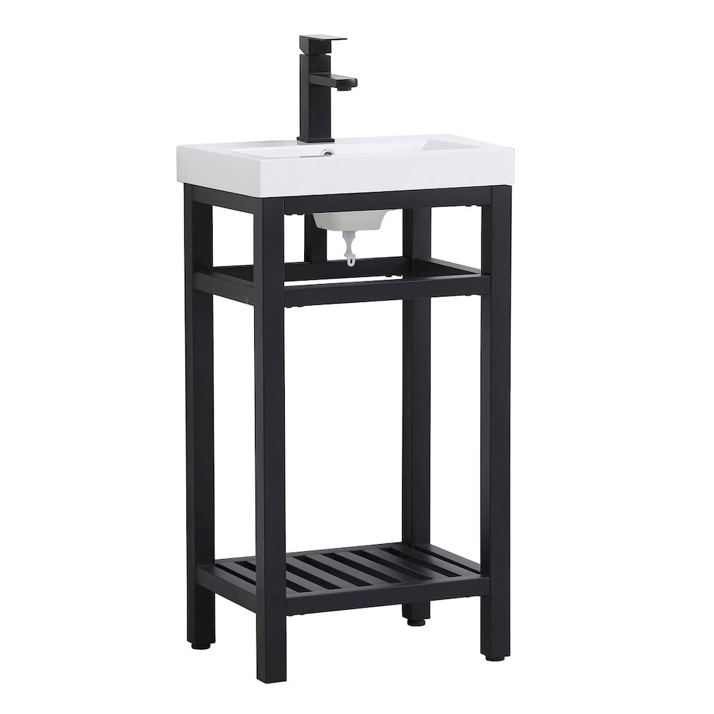 18 inch Single Bathroom Metal Vanity in Black