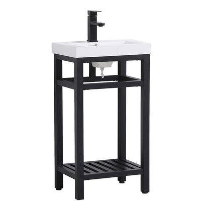 18 inch Single Bathroom Metal Vanity in Black