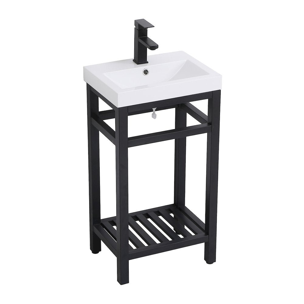 18 inch Single Bathroom Metal Vanity in Black