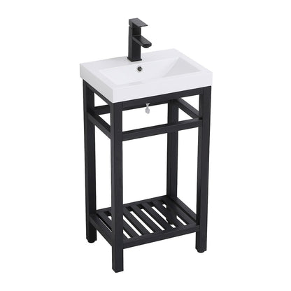18 inch Single Bathroom Metal Vanity in Black